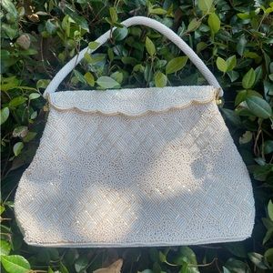 Vintage White Beaded Clutch Purse by Josef Hong Kong